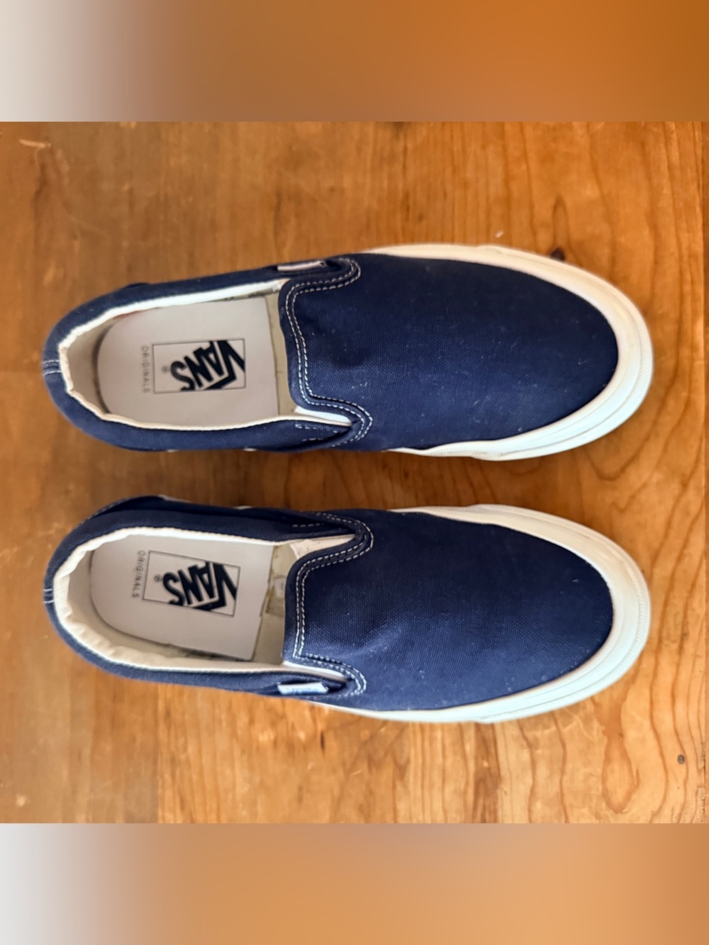 Vans Men's Slip-On Canvas Loafers in Navy and White